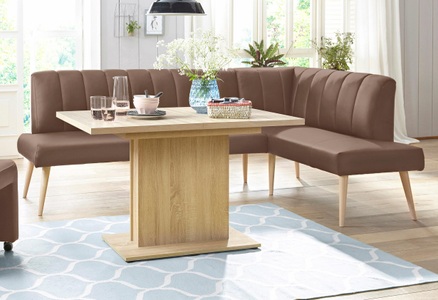 exxpo - sofa fashion, exxpo - sofa fashion Eckbank »Costa«, Frei im Raum stellbar, exxpo - sofa fashion Eckbank »Costa, moderne Rückensteppung, bequem und elegant, hoher Holzfuss«, hochwertig verarbeitet, Frei im Raum stellbar