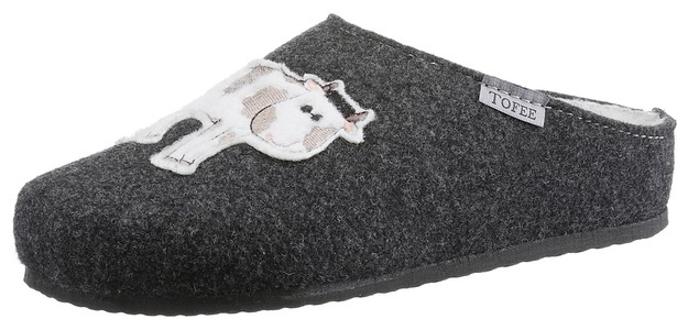 Tofee, Tofee Pantoffel, mit Kuh-Motiv, 