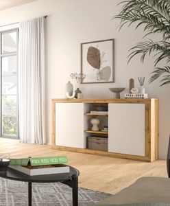 INOSIGN, INOSIGN Sideboard »Trinity, Breite 130 cm, 2-türig, 3 offene Fächer, grifflose Fronten«, Anrichte, Kommode, Schrank, Stauraumschrank, INOSIGN Sideboard »Trinity, Breite 130 cm, 2-türig, 3 offene Fächer, grifflose Fronten«, Anrichte, Kommode, Schrank, Stauraumschrank