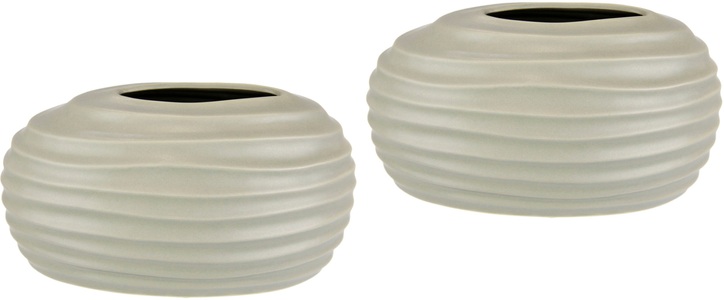 IGEA, I.GE.A. Dekovase »Keramik-Vase«, 2er Set Kleine Vase Weiss Modern Keramik Tisch Küche Büro Pampasgras, I.GE.A. Dekovase »Keramik-Vase«, 2er Set Kleine Vase Weiss Modern Keramik Tisch Küche Büro Pampasgras