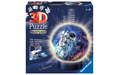 Ravensburger Verlag, Nachtlicht - Astronauten im Weltall, Ravensburger 3D Puzzle 11264 - Nachtlicht Puzzle-Ball Astronauten im Weltall - 7