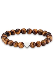 FIRETTI, Firetti Armband »Schmuck Geschenk, Herz mit Kugeln aus Edelstein«, Made in Germany - mit Onyx oder Tigerauge, Firetti Armband »Schmuck Geschenk Herz Element, Steinarmband, Partnerarmband«, Made in Germany - mit Onyx oder Tigerauge