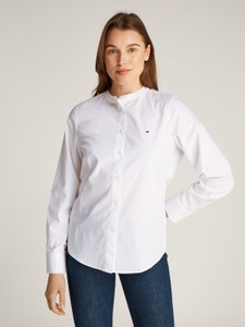 Tommy Hilfiger, Tommy Hilfiger Shirtbluse »COLLARLESS POPLIN REGULAR SHIRT«, mit Tommy Hilfiger Flagge, 