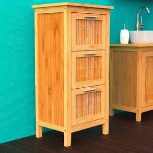 undefined, Unterschrank »Bambus«, Breite 42 cm, Eisl Unterschrank »Bambus«, Badschrank schmal mit 3 Schubladen, nachhaltiges Badmöbel Bambus