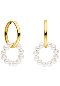 Purelei, Purelei Paar Creolen »Schmuck Geschenk, mit abnehmbaren Einhängern, 2110-Earring-Honu-Goldfarben«, mit Süsswasserzuchtperle, Purelei Paar Creolen »Schmuck Geschenk Honu Ohrringe, 2110-Earring-Honu«, mit Süsswasserzuchtperle - Einhänger abnehmbar