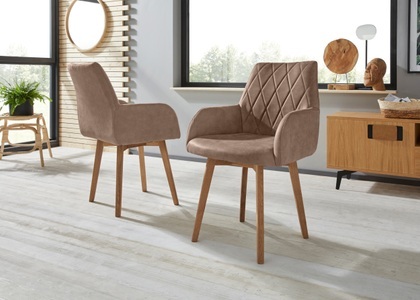 PREMIUM COLLECTION BY HOME AFFAIRE, Premium collection by Home affaire Armlehnstuhl »Brest«, (Set), 2 St., Microfaser, Bezug in Leder oder Microfaser, Gestell ist Eiche Massivholz geölt, Home affaire Esszimmerstuhl »Brest«, (Set), 2 St., Microfaser, Armlehnstuhl in Leder oder Microfaser, Gestell Eiche Massiv geölt