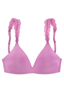 LASCANA Push-up-BH, ohne Bügel mit wunderschönen Spitzenträgern, Basic Dessous