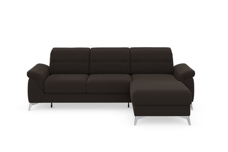 sit&more Ecksofa »Sinatra«, mit Recamiere, optinal mit Kopfteilverstellung und Armteilfunktion oder Kopfteilverstellung, Armteilfunktion, Bettfunktion und Bettkasten, chromfarbene Metallfüsse