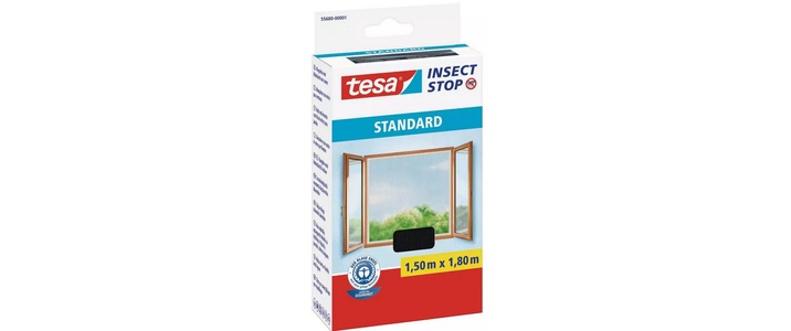 Tesa, tesa STANDARD 55680-00501-04 Fliegengitter (B x H) 150 cm x 180 cm Anthrazit 2 St., tesa Insektenschutz-Fensterrahmen »Insektenschutz - Set«