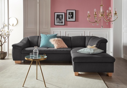 SIT&MORE, sit&more Ecksofa, sit&more Ecksofa »Santo L-Form«, mit Federkern, wahlweise mit Bettfunktion und Stauraum