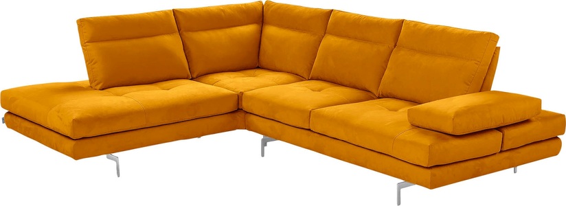 CALIA ITALIA, CALIA ITALIA Ecksofa »Toby Wing«, Sitztiefenverstellung, Eckelement mit Funktion, Füsse in Chrom glänzend, CALIA ITALIA Ecksofa »Toby Wing, L-Form, Multifunktionssofa, bequem und edel«, Sitztiefenverstellung und Armteilfunktion, Füsse chrom glänzend