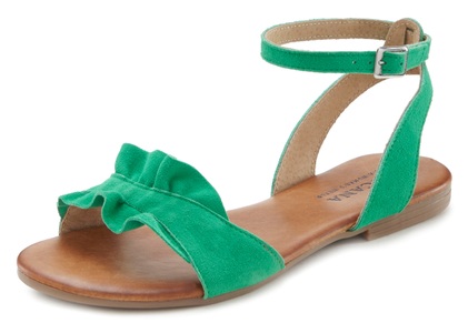 Lascana, LASCANA Sandale, Sandalette, Sommerschuh aus hochwertigem Leder mit kleinen Rüschen, LASCANA Sandale, Sandalette, Sommerschuh aus hochwertigem Leder mit kleinen Rüschen