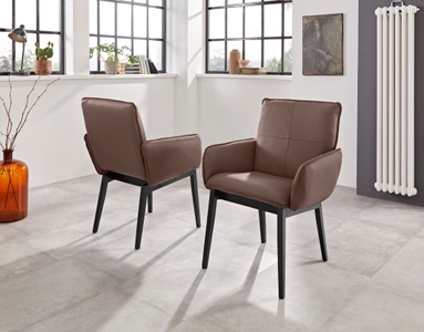 PREMIUM COLLECTION BY HOME AFFAIRE, Premium collection by Home affaire Armlehnstuhl »Model 6«, (Set), 2 St., Leder, Bezug in Microfaser oder Leder und das Gestell ist Buche Massivholz in schwarz lackiert, Home affaire Armlehnstuhl »Model 6«, (Set), 2 St., Leder, Bezug in Microfaser oder Leder, Gestell ist Buche in schwarz lackiert
