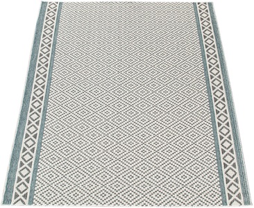 PACO HOME, Paco Home Teppich »Murcia 367«, rechteckig, 4 mm Höhe, Flachgewebe, Rauten Motiv, mit Bordüre, In- und Outdoor geeignet, Wohnzimmer, 