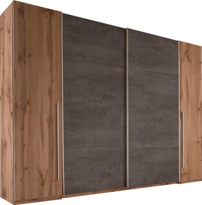 Schlafkontor, Schlafkontor Schwebetürenschrank »Match«, mit Dreh- und Schwebetüren, MID.YOU Schwebetürenschrank in graphitfarben, eichefarben , Match 2 , Metall, Kunststoff , 10 Fächer , 267x226x60 cm , Dekorfolie,Dekorfolie , 002522023714