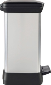 Curver, Curver Deco Duo Tretmülleimer 28 L Silbern 240638, Curver Mülleimer »Decobin Duo«, 2 Behälter, 28 Liter