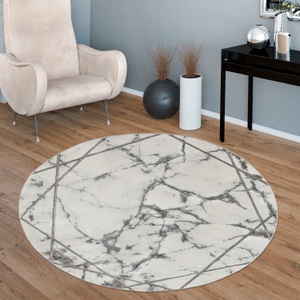 PACO HOME, Paco Home Teppich »Kraft 523«, rund, Kurzflor, edles Marmor Design, mit gold- oder silberfarbenen Akzenten, Paco Home Teppich »Kraft 523«, rund, 15 mm Höhe, Kurzflor, edles Marmor Design, mit gold- oder silberfarbenen Akzenten