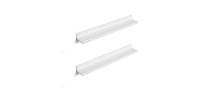 SONGMICS, Songmics - Wandregal 2er Set, 2 Schweberegale mit Hochglanzlackierung, Wandboard für Bilderrahmen und Bücher, Wohnzimmer, Schlafzimmer, Bad, Küche, stabil, einfache Montage, weiss, glänzend LWS60WT, SONGMICS Wandregal »2-er Set Weiss«