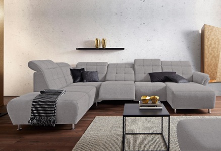 PLACES OF STYLE, Places of Style Wohnlandschaft »Manhattan«, 2 Sitze mit elektrischer Relaxfunktion, verstellbare Armlehnen, Places of Style Wohnlandschaft »Manhattan U-Form«, 2 Sitze mit elektrischer Relaxfunktion, verstellbare Armlehnen