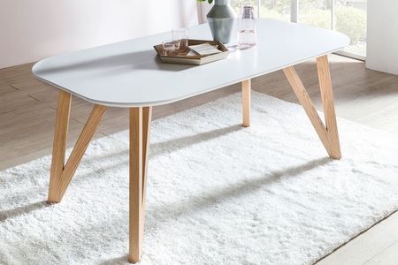 mutoni casual, Esstisch 200x90x76cm weiss Eiche, SalesFever Esstisch, Haarnadelbeine aus massiver Eiche