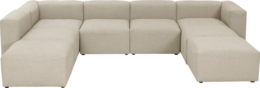 MAX WINZER, Max Winzer® Wohnlandschaft »Lena«, (Spar-Set, 7 St.), Sofa-Set 01 aus 7 Sitz-Elementen, individuell kombinierbar, Max Winzer Wohnlandschaft in flachgewebe creme , Lena , Textil , 350x250 cm , Flachgewebe , Rücken echt , 001775007715