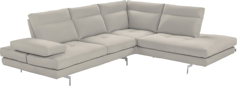 CALIA ITALIA, CALIA ITALIA Ecksofa »Toby Wing«, Sitztiefenverstellung, Eckelement mit Funktion, Füsse in Chrom glänzend, CALIA ITALIA Ecksofa »Toby Wing, L-Form, Multifunktionssofa, bequem und edel«, Sitztiefenverstellung und Armteilfunktion, Füsse chrom glänzend