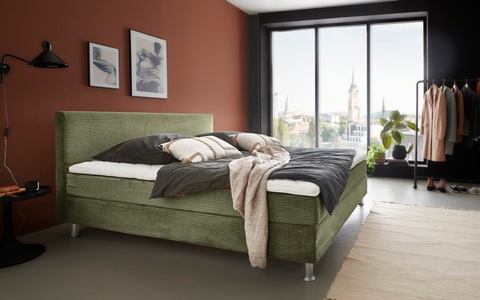 ATLANTIC HOME COLLECTION, ATLANTIC home collection Boxbett »Edison«, inkl. Bonnellfederkern-Matratze und Topper