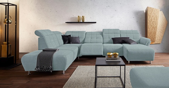 PLACES OF STYLE, Places of Style Wohnlandschaft »Manhattan«, 2 Sitze mit elektrischer Relaxfunktion, verstellbare Armlehnen, Places of Style Wohnlandschaft »Manhattan U-Form«, 2 Sitze mit elektrischer Relaxfunktion, verstellbare Armlehnen