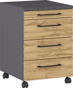 undefined, Rollcontainer 1333 Profi 2.0, 1 Utensilienauszug, 3 Schübe, Bügelgriffe, B 420 x H 610 x T 490 mm, lichtgrau/graphit, Rollcontainer 1333 Profi 2.0, 1 Utensilienauszug, 3 Schübe, Bügelgriffe, B 420 x H 610 x T 490 mm, Grandson Eiche/graphit