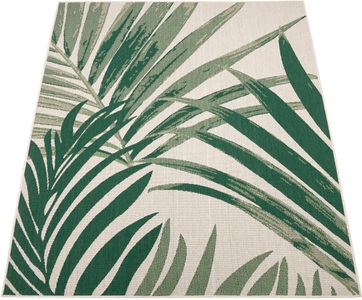 PACO HOME, Paco Home Teppich »Ostende 552«, rechteckig, 4 mm Höhe, Flachgewebe, Motiv Palmenblätter, In- und Outdoor geeignet, Wohnzimmer, Paco Home Teppich »Ostende 552«, rechteckig, 4 mm Höhe, Flachgewebe, Motiv Palmenblätter, In- und Outdoor geeignet, Wohnzimmer