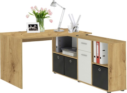 FMD, FMD Eckschreibtisch »Lex«, FMD Eckschreibtisch »Lex, Schreibtisch / Sideboard,«, variabel montierbar, Breite 136 / 205 cm, Made in Germany