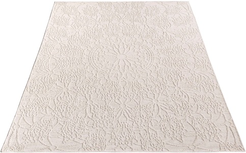 Paco Home Teppich »Rimini 411«, rechteckig, Flachgewebe, Uni Farben, Hoch-Tief Effekt, In- und Outdoor geeignet