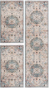 Carpet City, Carpet City Bettumrandung »Novel 8616«, (3 tlg.), mit Fransen, Wohnzimmer, Bettvorleger, Läufer-Set für das Schlafzimmer, Carpet City Bettumrandung »Novel 8616«, (3 tlg.), Vintage Bettvorleger, Fransen, Used-Look, Läuferset für Schlafzimmer