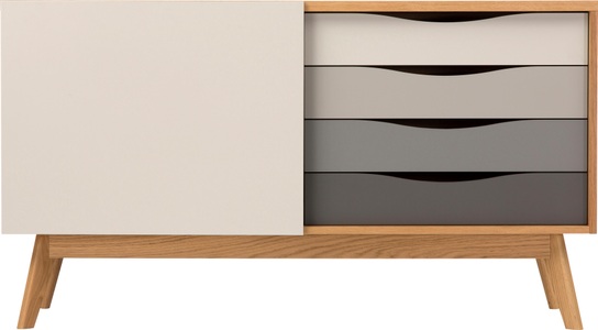 Woodman, Woodman Sideboard »Hilla«, Breite 130 cm, im angesagten skandinavischen Look, Fussrahmen aus Eiche, Woodman Sideboard »Hilla«, Kommode im angesagten skandinavischen Look, Breite 130 cm