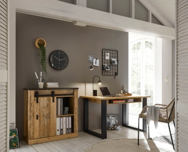 HOME AFFAIRE, Home affaire Schrank-Set »SHERWOOD«, (2 St.), Büromöbel Set mit Scheunentorbeschlag aus Metall, Breite ca. 220 cm, Home affaire Schrank-Set »SHERWOOD«, (2 St.), Büromöbel Set mit Scheunentorbeschlag aus Metall, Breite ca. 220 cm