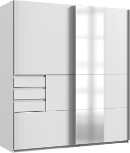 undefined, Schwebetürenschrank BAMBERG weiss 2 Türen 3 Schubladen, Schwebetürenschrank BAMBERG weiss 2 Türen 3 Schubladen