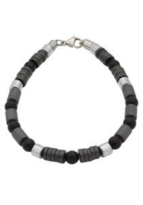 FIRETTI, Firetti Armband »Design im Formenmix, matt und glänzend«, Firetti Armband »Schmuck Geschenk Armschmuck Armkette Farbstein Hämatit Onyx«, Made in Germany - mit Onyx, Hämatit
