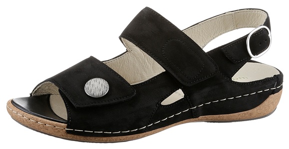 Waldläufer, Waldläufer Riemchensandale »HELIETT«, mit herausnehmbarer Ledereinlage, H-Weite, Waldläufer Riemchensandale »HELIETT«, Sommerschuh, Sandalette, Keilabsatz, mit Wechselfussbett, H-Weite