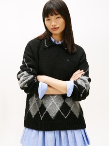 TOMMY JEANS, Tommy Jeans Strickpullover "TJW OVS ARGYLE POLO SWEATER"