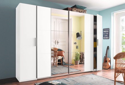 rauch BLUE, rauch BLUE Schwebetürenschrank »Kronach«, mit Spiegel, rauch Schwebetürenschrank »Kleiderschrank Drehtürenschrank Schrank Garderobe KRONACH TOPSELLER«, mit Dreh- und Schwebetüren und Spiegel, viele Böden MADE IN GERMANY