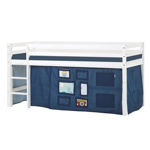Hoppekids Hochbett »ECO Dream, Kinderbett, Spielbett, Halbhohes Bett aus Massivholz«, inkl. Vorhang-Set Creator Blau, Bettgrösse & Matratze wählbar
