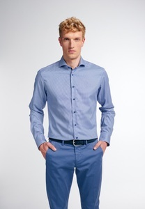 Eterna, ETERNA LANGARM HEMD SLIM FIT PANAMA BLAU STRUKTURIERT, Eterna Langarmhemd »SLIM FIT«