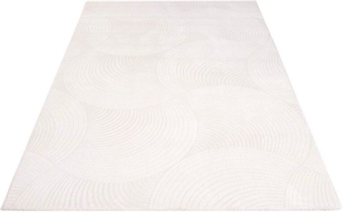 Carpet City Teppich »Friseé-Teppich FANCY 647«, rechteckig, Kurzflor,3D-Optik,Kreisförmiges Muster, Wohnzimmer,Schlafzimmer