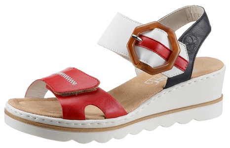 Rieker, Rieker Keilsandalette, mit auffälliger Schmuckspange, 