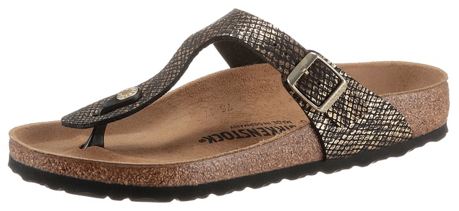 Birkenstock, Birkenstock Zehentrenner »Gizeh Shiny«, in glänzender Reptiloptik, 