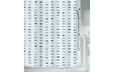Spirella, SPIRELLA Duschvorhang SANTORINI, Spirella Santorini Textilduschvorhang 180x200 cm Blau