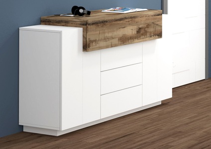 TECNOS, Tecnos Kommode »Coro«, Breite 160 cm, Hochglanzfronten, INOSIGN Kommode »Coro, Kommode, Schrank, Kredenz, grifflos«, 1 Klappe,2 Türen,3 Schubkästen Doppeltiefe Hochglanz Front Breite 160
