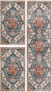 Carpet City, Carpet City Bettumrandung »Novel 8631«, (3 tlg.), mit Fransen, Wohnzimmer, Bettvorleger, Läufer-Set für das Schlafzimmer, Carpet City Bettumrandung »Novel 8631«, (3 tlg.), Bettvorleger, Used-Look, 3-teiliges Läuferset fürs Schlafzimmer