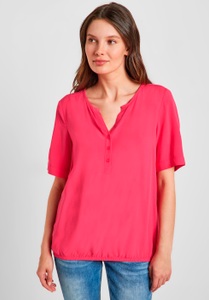 CECIL, Cecil Shirtbluse, mit Serafinoausschnitt, Cecil Damen Unifarbene Basic Bluse in Pink, Gr: XS