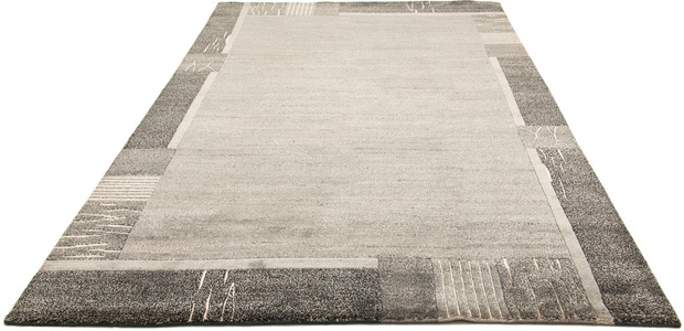 MorgenLand, morgenland Wollteppich »Nepal Teppich handgeknüpft anthrazit«, rechteckig, 18 mm Höhe, 